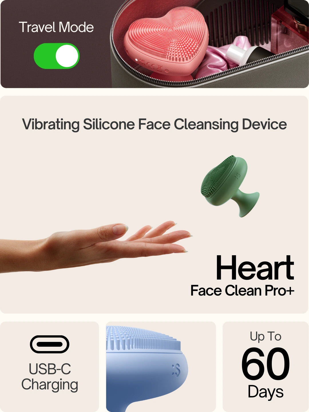 Vibrating silicone face cleansing device