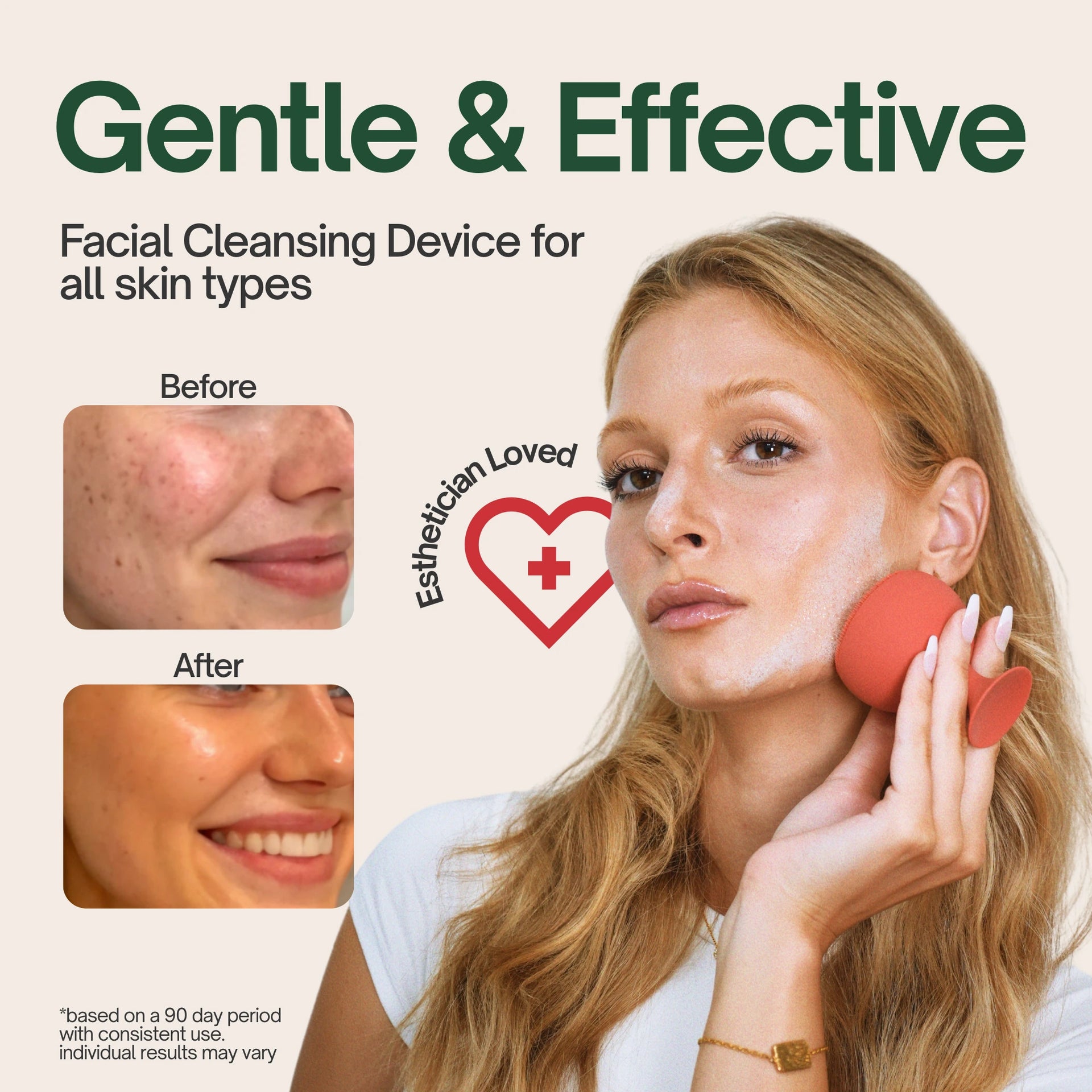 facial cleansing device for all skin types