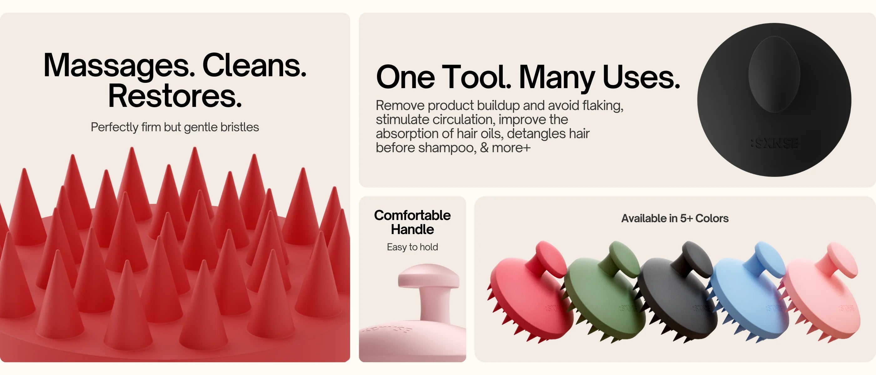 We believe healthy hair starts at the scalp. The Revive Silicone Scalp Scrubber gently lifts flakes, oil, and buildup while stimulating circulation — leaving your scalp clean, balanced, and primed for growth in just 60 seconds a day.